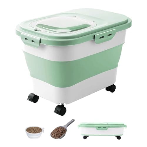 מיכל מזון לכלב — 2PCS Airtight and Collapsible Dog Food Containers - Large Capacity, with Wheels 