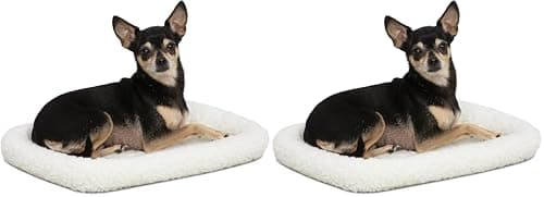 מיטה לכלב קטן — MidWest Homes for Pets QuietTime XXS Dog Bed – White Fleece Bolster, Ultra-Soft 
