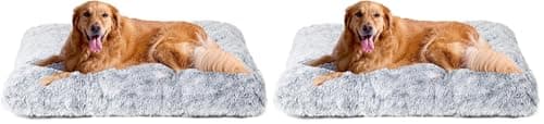 מיטה לכלב גדול — EHEYCIGA Fluffy Dog Crate Bed for Extra Large Dogs, Plush Faux Fur Pad, Calming 