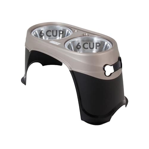 קערת האכלה לכלב — Petmate Easy Reach Pet Diner Elevated Dog Bowls 2 Sizes 2 Polished Colors, Black