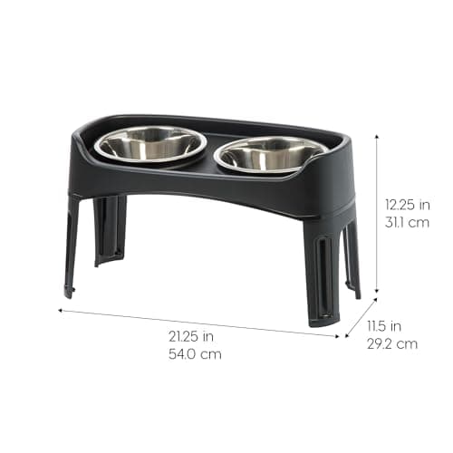 קערת האכלה לכלב — Bundle of IRIS USA Elevated Dog Bowls, 2 Thick 64 oz Stainless Steel Bowls+ IRIS