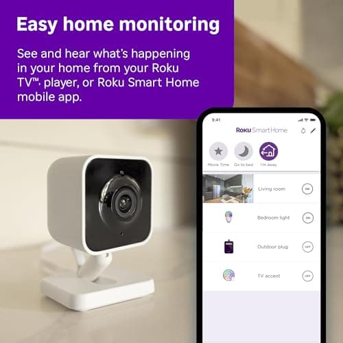 מצלמת מעקב לכלב — Roku Indoor Camera - Home Security - 2-Pack - Wired Security Camera & Pet Monito