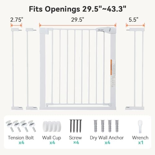 שער בטיחות לכלב — COMOMY 29.5-43.3" Baby Gate Extra Wide for Stairs Doorways, Auto Close Dog Gates