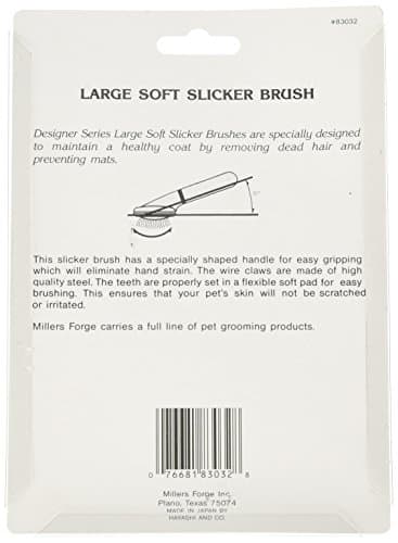 מברשת טיפוח לכלב — Millers Forge Stainless Steel Pins Designer Series Soft Slicker Pet Grooming Bru