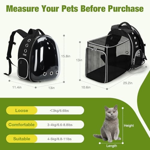 נשאית/תיק לכלב — Lekereise Cat Backpack Carrier, Expandable Large Space Cat Bubble Backpack for K
