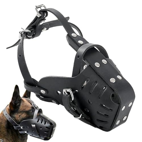 מחסום פה לכלב — Dog Muzzle|Dog Muzzle, Adjustable Leather Dog Muzzle to Prevent Biting, Barking 