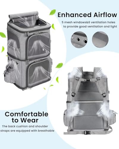 נשאית/תיק לכלב — Double-Compartment Pet Carrier Backpack for Small Cats and Dogs, Cat Travel Carr