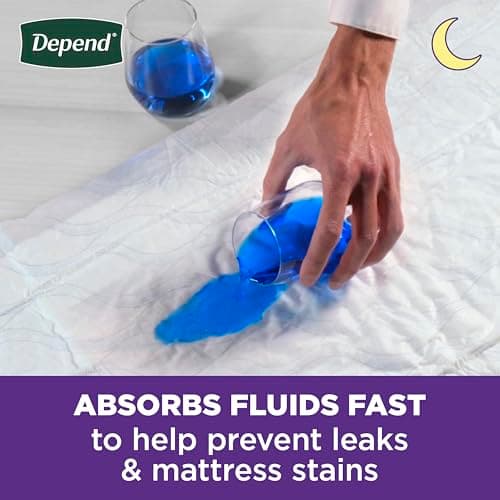 פד לכלב — Depend Underpads, Disposable Incontinence Bed Pads for Adults, Slip Resistant, 3