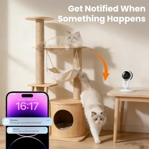 מצלמת מעקב לכלב — Indoor Camera for Pet & Baby Monitoring, 2K Clear View, Motion Alerts & Night Vi