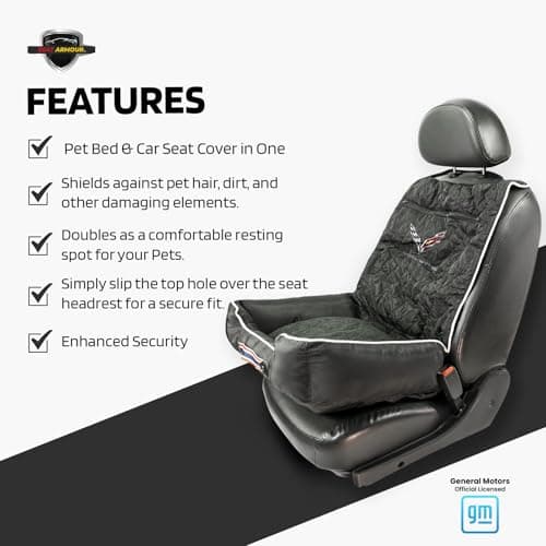 כיסוי רכב לכלב — Seat Armour - PetBed2GO for Corvette C7 in Black - Pet Bed Cushion & Car Seat Co