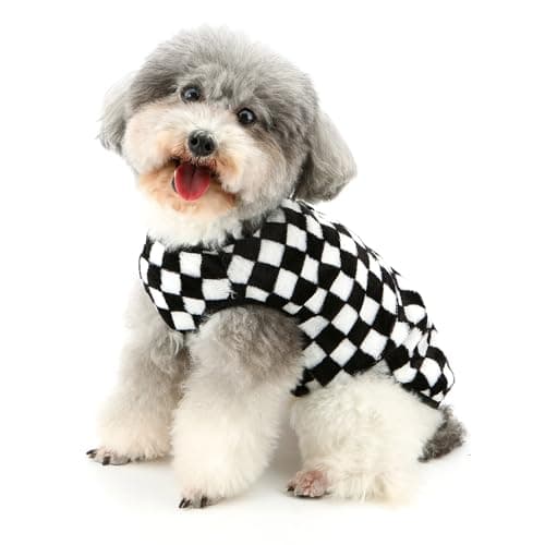 בגדים לכלב — Ranphy Pet Checkered Fleece Sweatshirt for Small Dog Puppy Sleeveless Vest Pullo