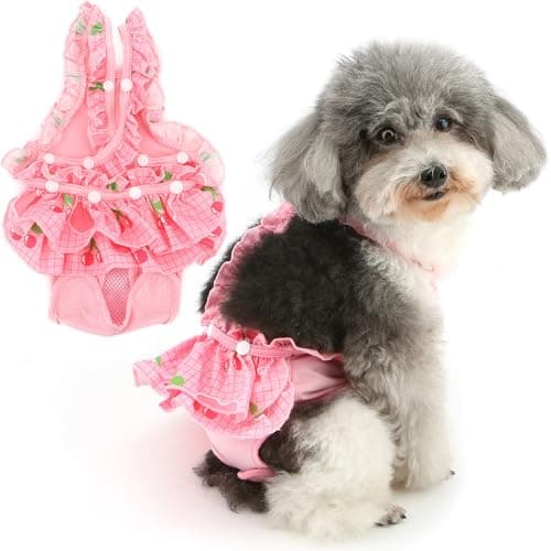 חיתול לכלב — Zunea Washable Female Small Dog Diapers for XS/S Size Dogs Adjustable Suspender 