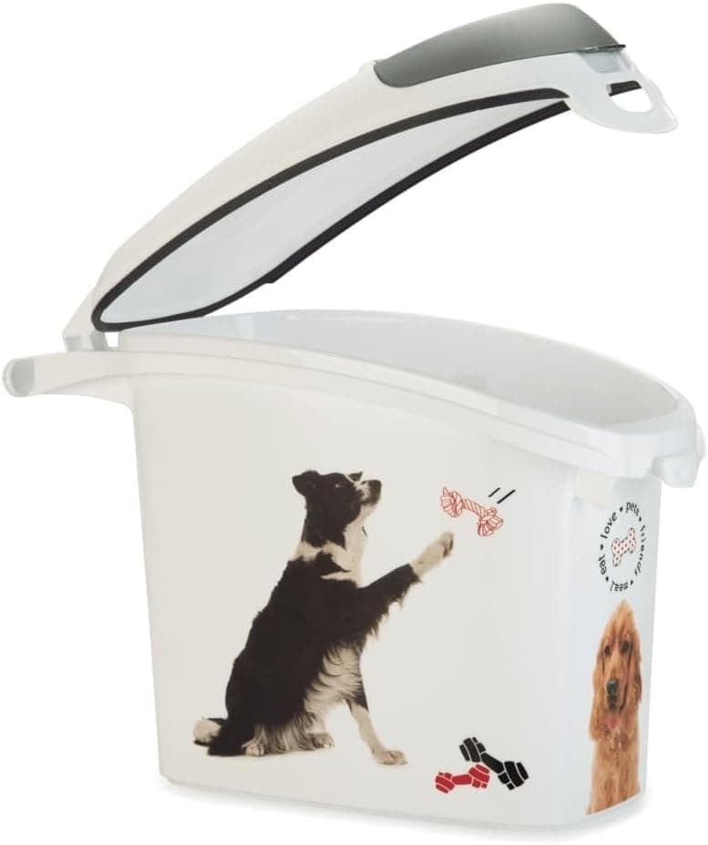 מיכל אחסון מזון לכלב — CURVER | Stackable Food Container 15L/6kg Love Pets Dog, White, 23.2 x 50.3 x 35