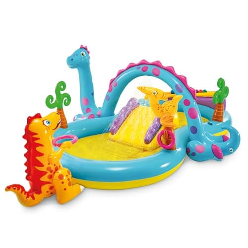 בריכה לכלב — Intex 11' x 7.5' x 44" Dinoland Play Center Kiddie Inflatable Outdoor Swimming P