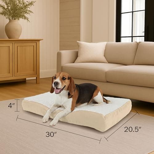 מיטה אורטופדית לכלב — Orthopedic Dog Bed - 2-Layer Memory Foam Crate Mat with Machine Washable Sherpa 