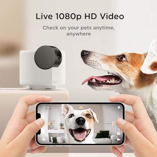 מצלמת מעקב לכלב — Petcube Cam 360 with Bites 2 Lite | Treat Dispenser, Pan-Tilt Camera, 1080p HD V