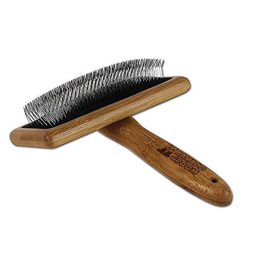 מברשת טיפוח לכלב — Alcott Bamboo Groom Slicker Brush with Stainless Steel Pins for Pets, Large, Bro