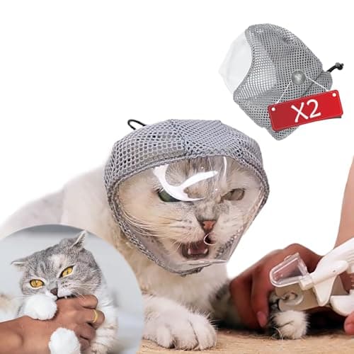 מחסום פה לכלב — Cat Muzzle Adjustable Anti-Bite Head Cover - Breathable Grooming Mask for Nail T