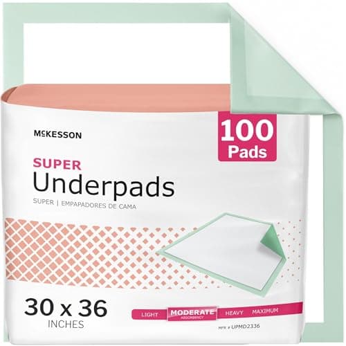 פד לכלב — McKesson Super Underpads, Incontinence Bed Pads 30" x 36" [100 Count], Moderate 