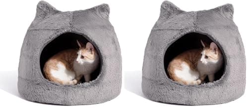 מיטה לכלב קטן — Best Friends by Sheri Meow Hut in Fur Cover Dome Cat and Dog Bed, Gray, Small (P