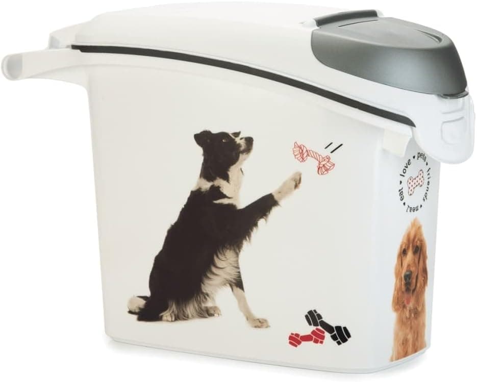 מיכל אחסון מזון לכלב — CURVER | Stackable Food Container 15L/6kg Love Pets Dog, White, 23.2 x 50.3 x 35