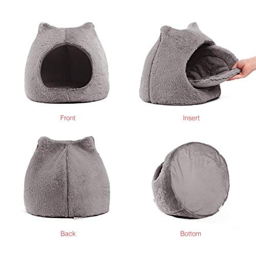 מיטה לכלב קטן — Best Friends by Sheri Meow Hut in Fur Cover Dome Cat and Dog Bed, Gray, Small (P