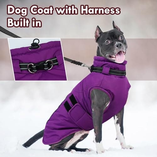 מעיל לכלב — Dog Jackets for Large Dogs, Waterproof Winter Coat with Harness Built-in, Reflec