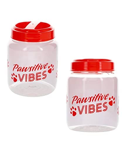 מיכל מזון לכלב — Greenbrier International 2Pack Red Dog Treat Container Pet Snack Jar Airtight Do