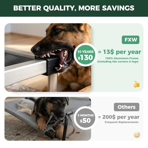 מיטה לכלב גדול — FXW TitanNest Chew-Proof Elevated Dog Bed, Raised Cot for Indoor/Outdoor/Camping