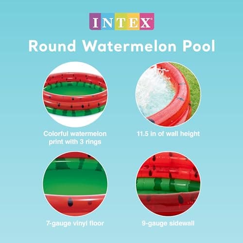 בריכה לכלב — Intex 66-Inch Round Inflatable Outdoor Kids Swimming and Wading Watermelon Pool 