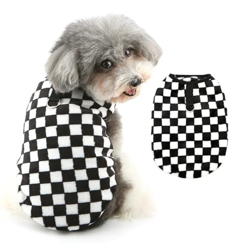 בגדים לכלב — Ranphy Pet Checkered Fleece Sweatshirt for Small Dog Puppy Sleeveless Vest Pullo
