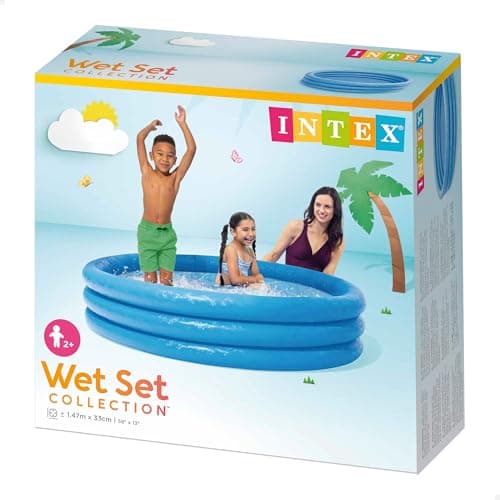 בריכה לכלב — INTEX 58426EP Crystal Blue Inflatable Kiddie Pool, 58in x 13in, for Ages 2+