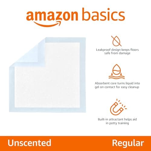 פד לכלב — Amazon Basics Leak-Proof Dog and Puppy Potty Training Pee Pads with Quick-Dry 5-