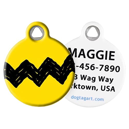 תג שם לכלב — Dog Tag Art Charlie Brown Personalized Pet ID Tag for Dogs and Cats, Silent Poly