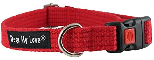 קולר לכלב — Dogs My Love Cotton Web Adjustable Dog Collar with Locking Device 4 Sizes Red (M