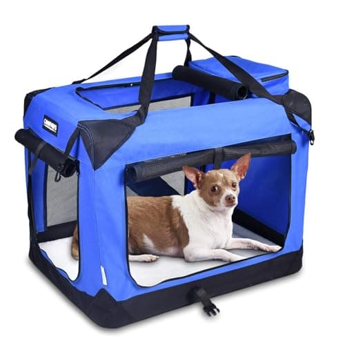 מלונה לכלב — JESPET 30'' Soft Pet Crates Kennel, 3 Door Soft Sided Folding Travel Pet Carrier