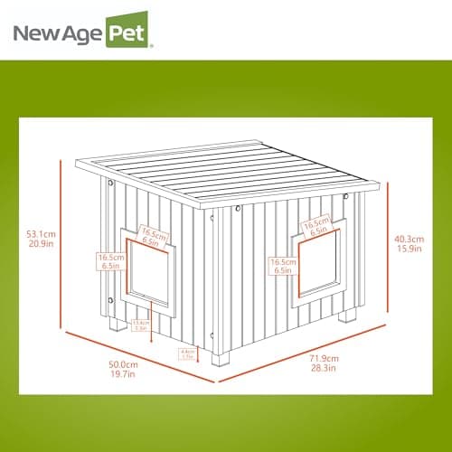 מלונה לכלב — New Age Pet ECOFLEX Outdoor Cat House X-Large Weather Resistant, Raised Floor, D