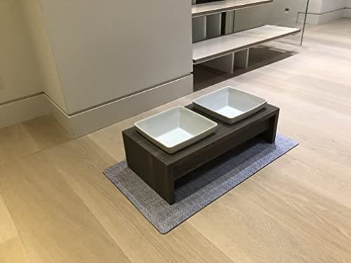 קערת האכלה לכלב — Bowsers Artisan Diner Double Dog Feeder - Handcrafted Rubberwood Frame with Squa