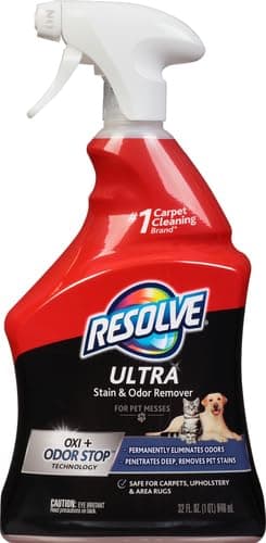 מוצר ניקיון לכלב — Resolve Ultra Pet Odor and Stain Remover Spray – Carpet Cleaner for Cat and Dog 