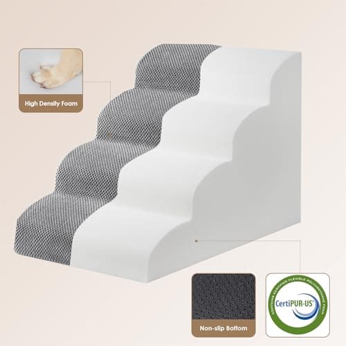 מדרגות לכלב — EHEYCIGA Curved Dog Stairs Ramp for High Beds 19.7" H, 4-Step Dog Steps for Smal