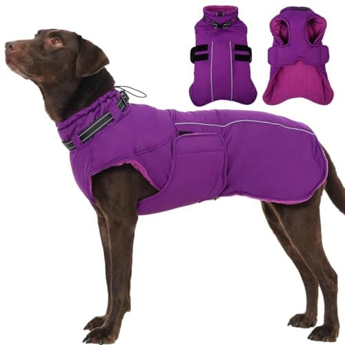 מעיל לכלב — Dog Jackets for Large Dogs, Waterproof Winter Coat with Harness Built-in, Reflec