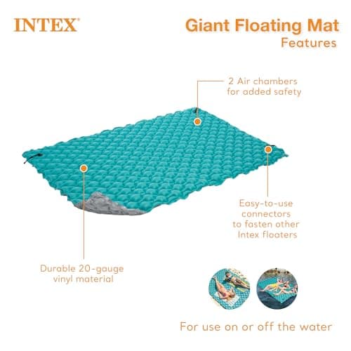 בריכה לכלב — Intex Giant Inflatable Floating Water Mat Relaxing Platform Pad for Pools and La