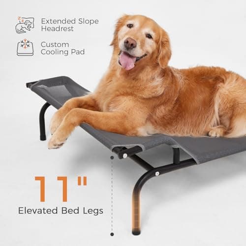 מיטה לכלב גדול — Sweetnight Elevated Dog Bed with Headrest for Large Dogs | Waterproof Raised Dog