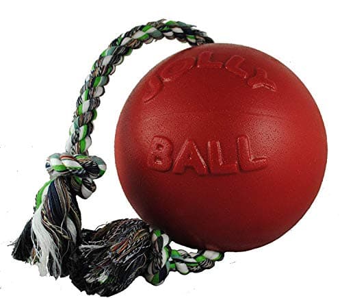 צעצוע חבל/כדור לכלב — Jolly Pets Romp-n-Roll Rope and Ball Dog Toy, 8 Inches/Large, Red (608 RD)