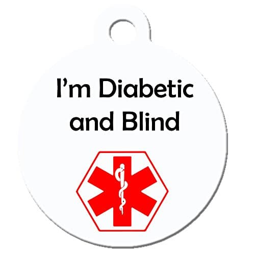 תג שם לכלב — Medical Alert Dog Cat Pet ID Tag - I'm Diabetic and Blind - Personalize Colors a