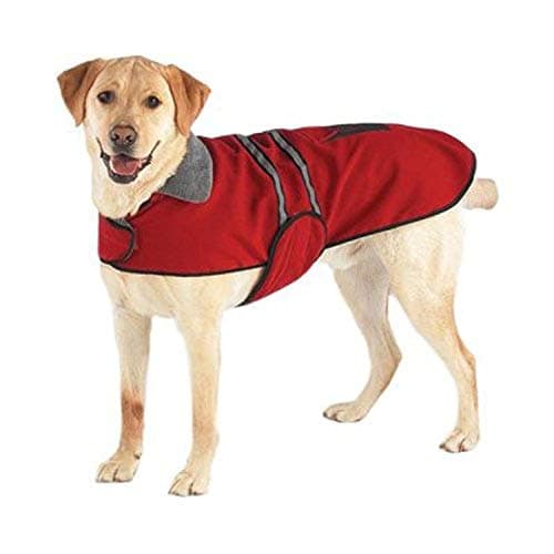 מעיל לכלב — Casual Canine Fleece-Lined Reflective Dog Jacket for Safety, Red, Medium