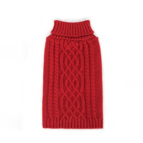 בגדים לכלב — Tangpan Classic Cable Turtleneck Pet Dog Sweater Puppy Warm Clothes Apparel (Red
