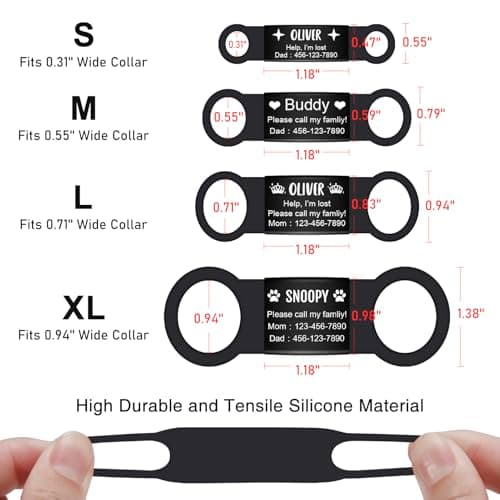 תג שם לכלב — Custom Slide On Pet Tag ID, Silent Custom Dog Tags, Personalized Stainless Steel