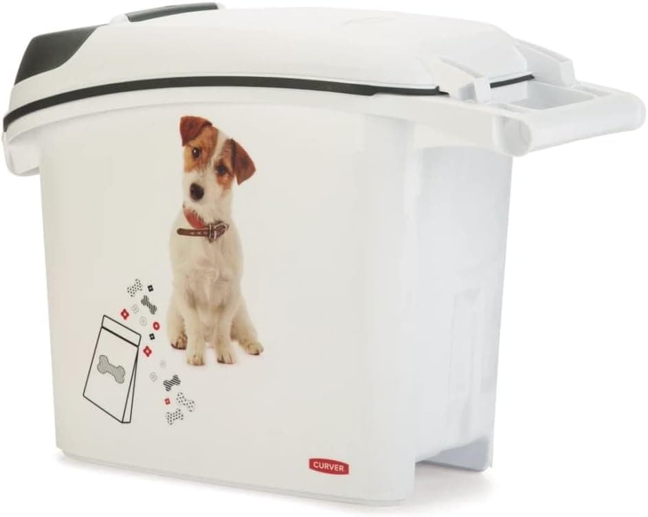 מיכל אחסון מזון לכלב — CURVER | Stackable Food Container 15L/6kg Love Pets Dog, White, 23.2 x 50.3 x 35