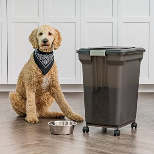 מיכל מזון לכלב — IRIS USA Dog Food Storage Container 58 Lb, Airtight Large Pet Food Storage Bin w